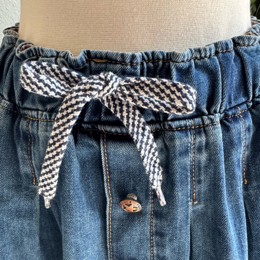 Western‎ prairie Style Denim Midi Skirt with Star Buttons - Picture 4 of 10